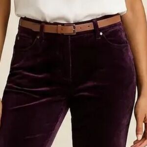 Ralph‎ Lauren Velvet Cigarette Pants Wine  Size 2 Straight Leg Dark Academia